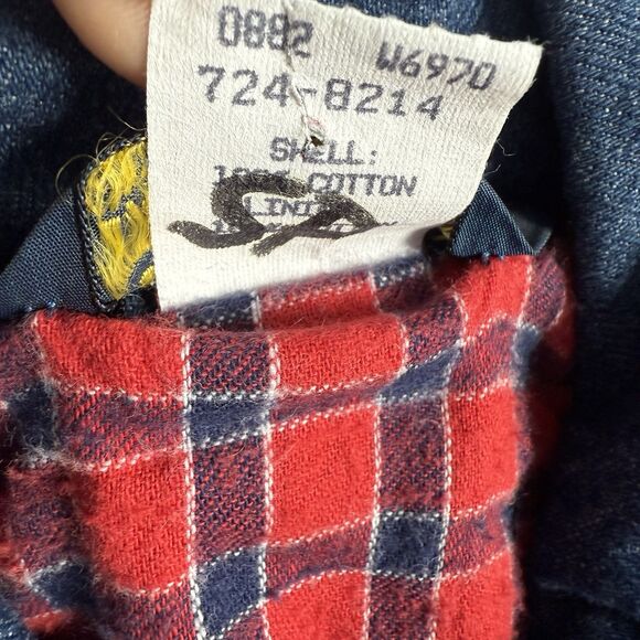 Vtg Boys OshKosh B' Gosh Denim Jean Jacket Red Flannel Lined Trucker Sz 10 USA - Picture 5 of 10